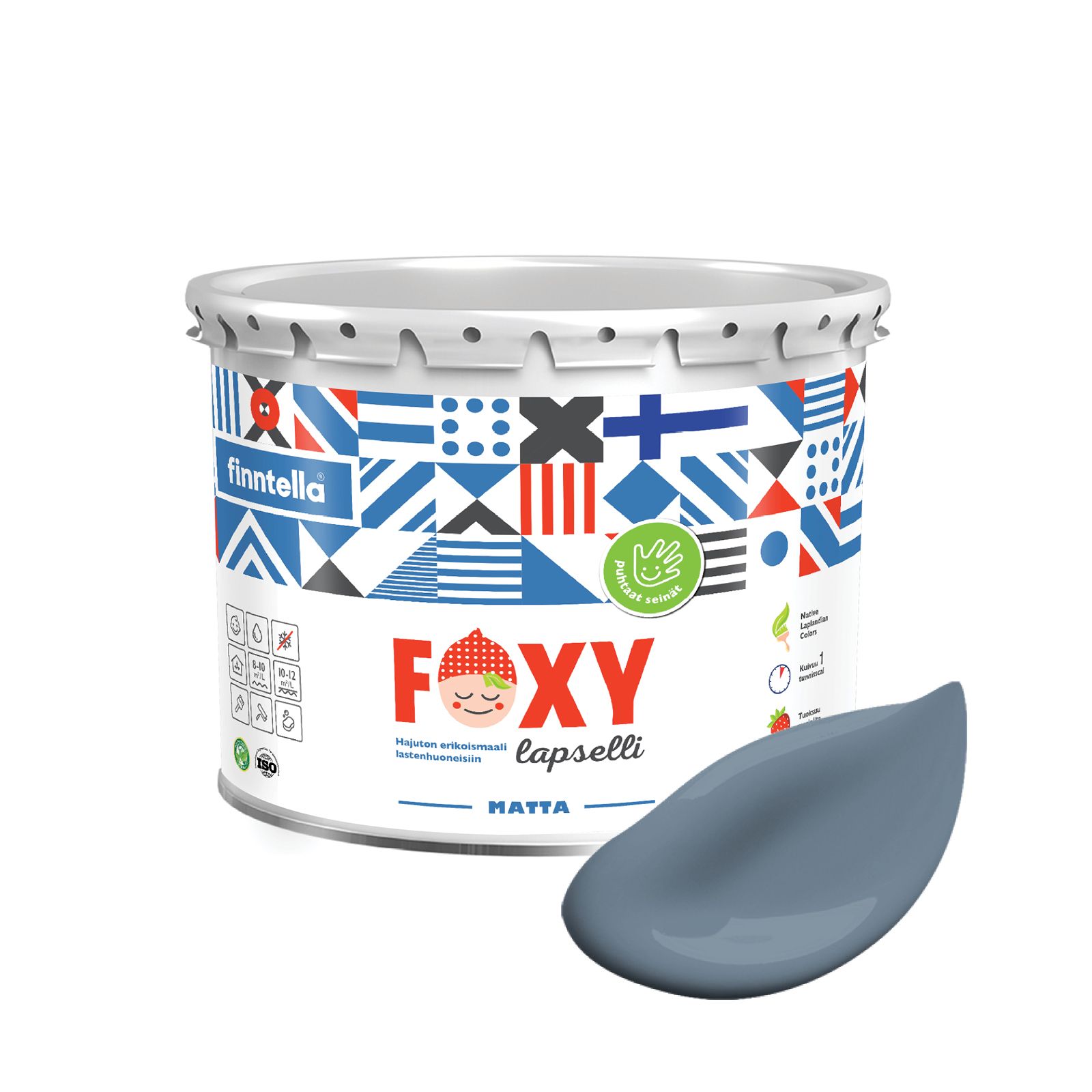 

Краска для детской комнаты FOXY LAPSELLI matte, финская краска, матовая, моющаяся, цвет JA, Голубой, для детской комнаты FOXY LAPSELLI matte, финская матовая, моющаяся