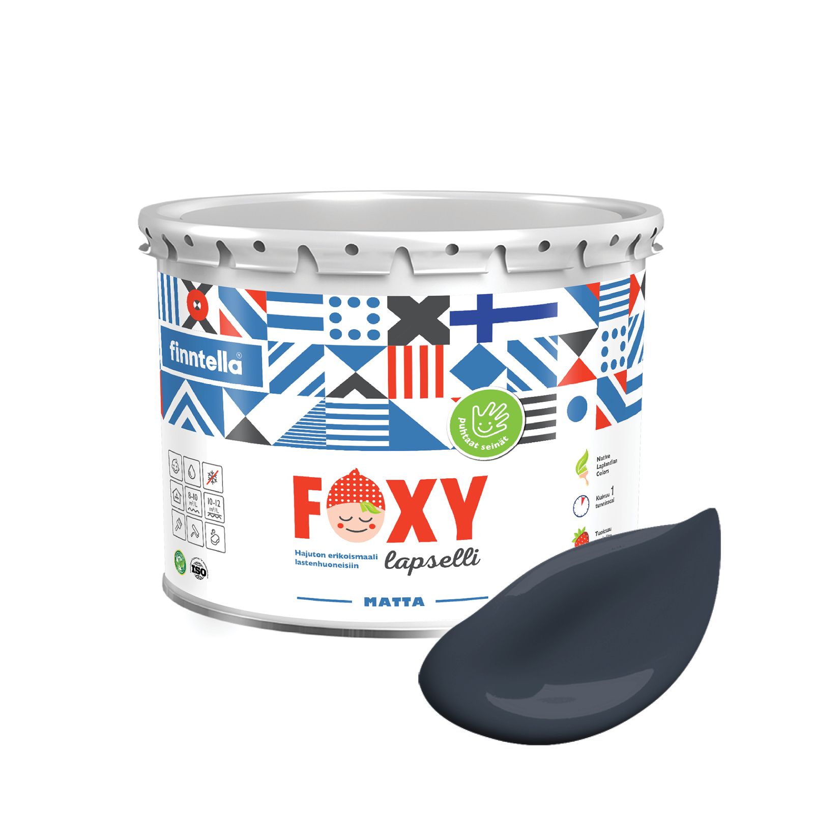 

Краска для детской комнаты FOXY LAPSELLI matte, финская краска, матовая, моющаяся, цвет MU, Серый, для детской комнаты FOXY LAPSELLI matte, финская матовая, моющаяся