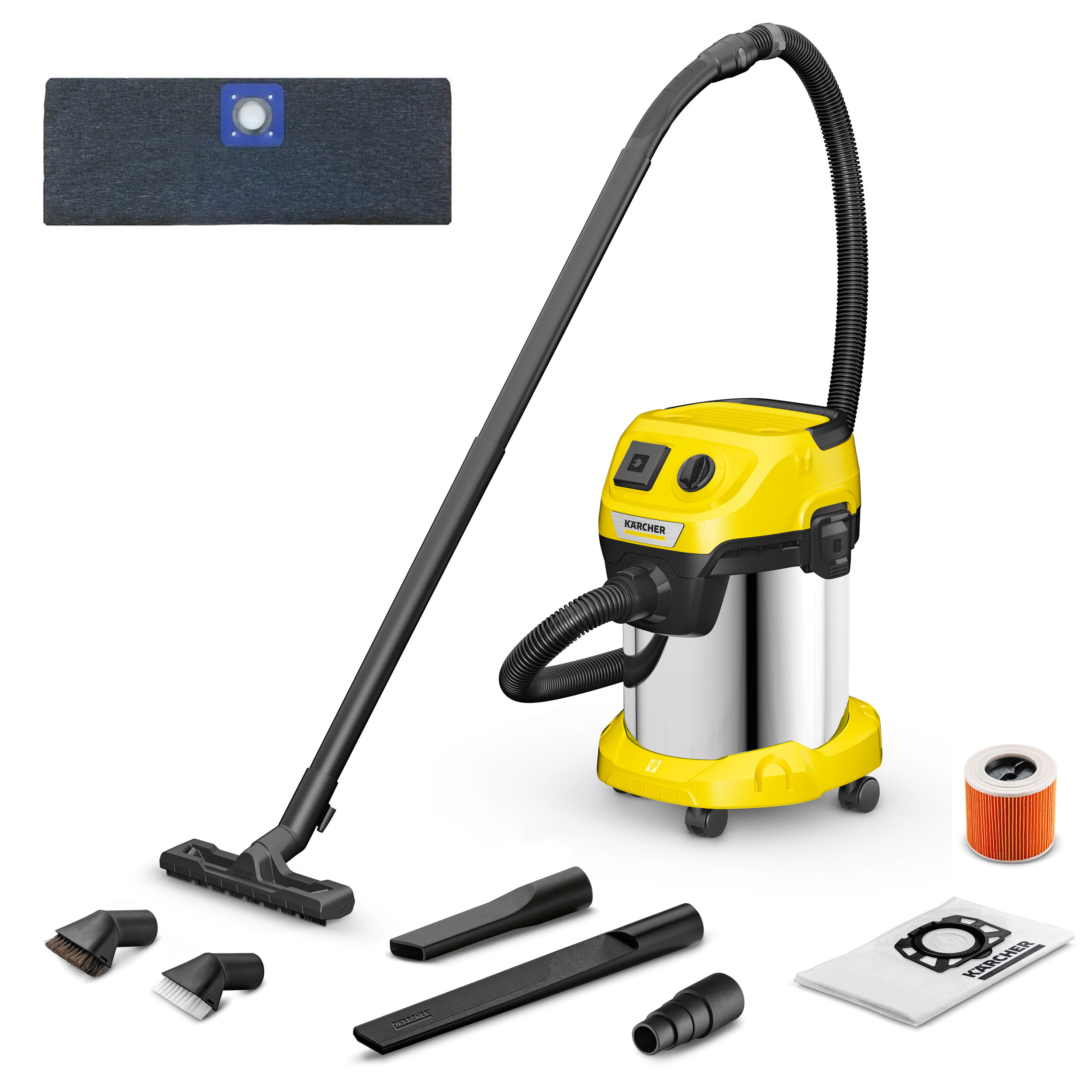 Пылесос Karcher WD 3 PSV-17/4/20 Full Complect,+многоразовый мешок,щел. насадка и 2 щетки