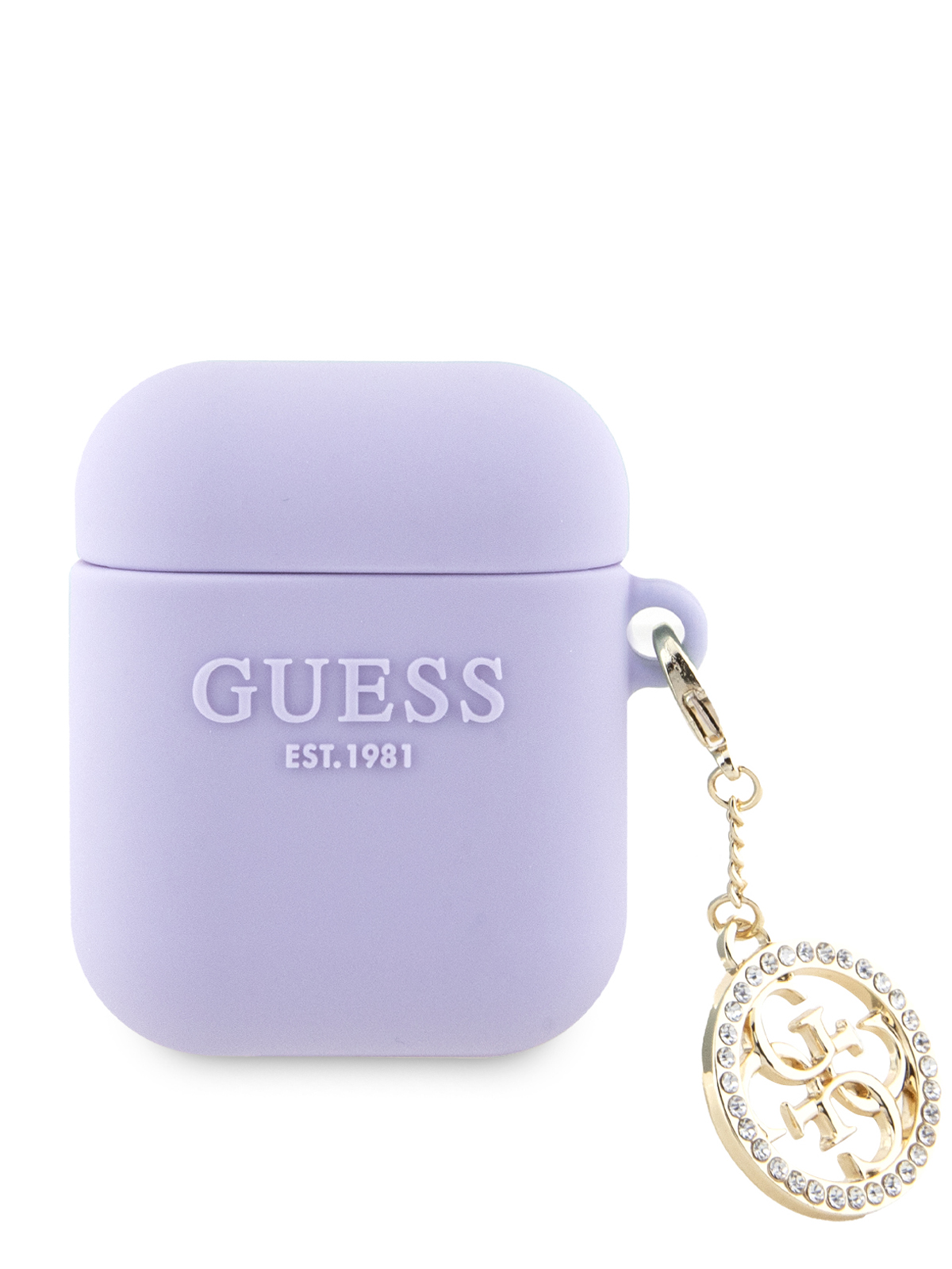 Чехол Guess для Airpods 1/2 4G Diamond charm Purple 600014706982