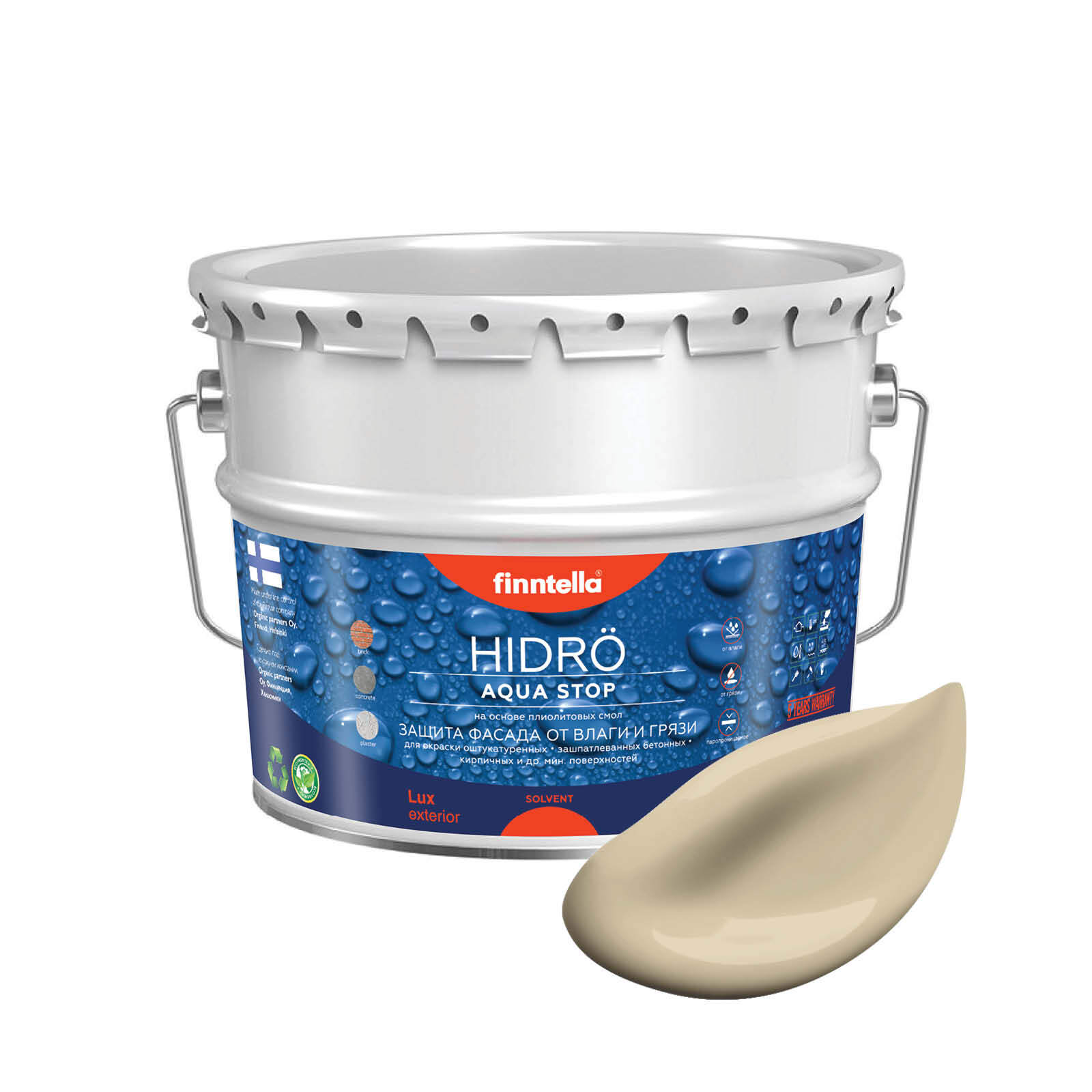 

Краска HIDRO, TOFFEE Песочный, 9л, Желтый, HIDRO самоочищающаяся фасадная со свойствами лотоса, плиолит-полиуретановая