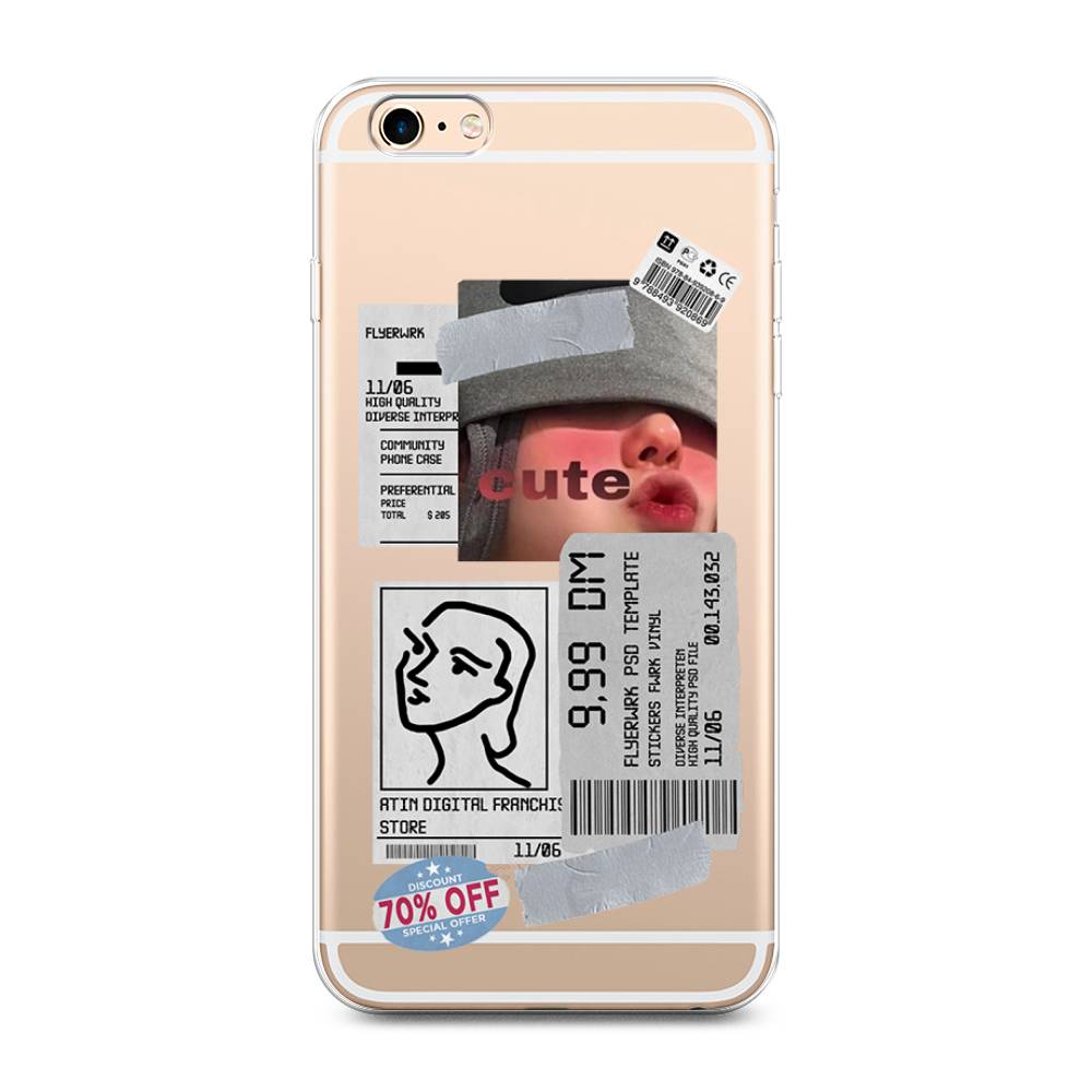 

Чехол на Apple iPhone 6 Plus/6S Plus "Cute girl collage", Розовый;серый;голубой, 10550-6