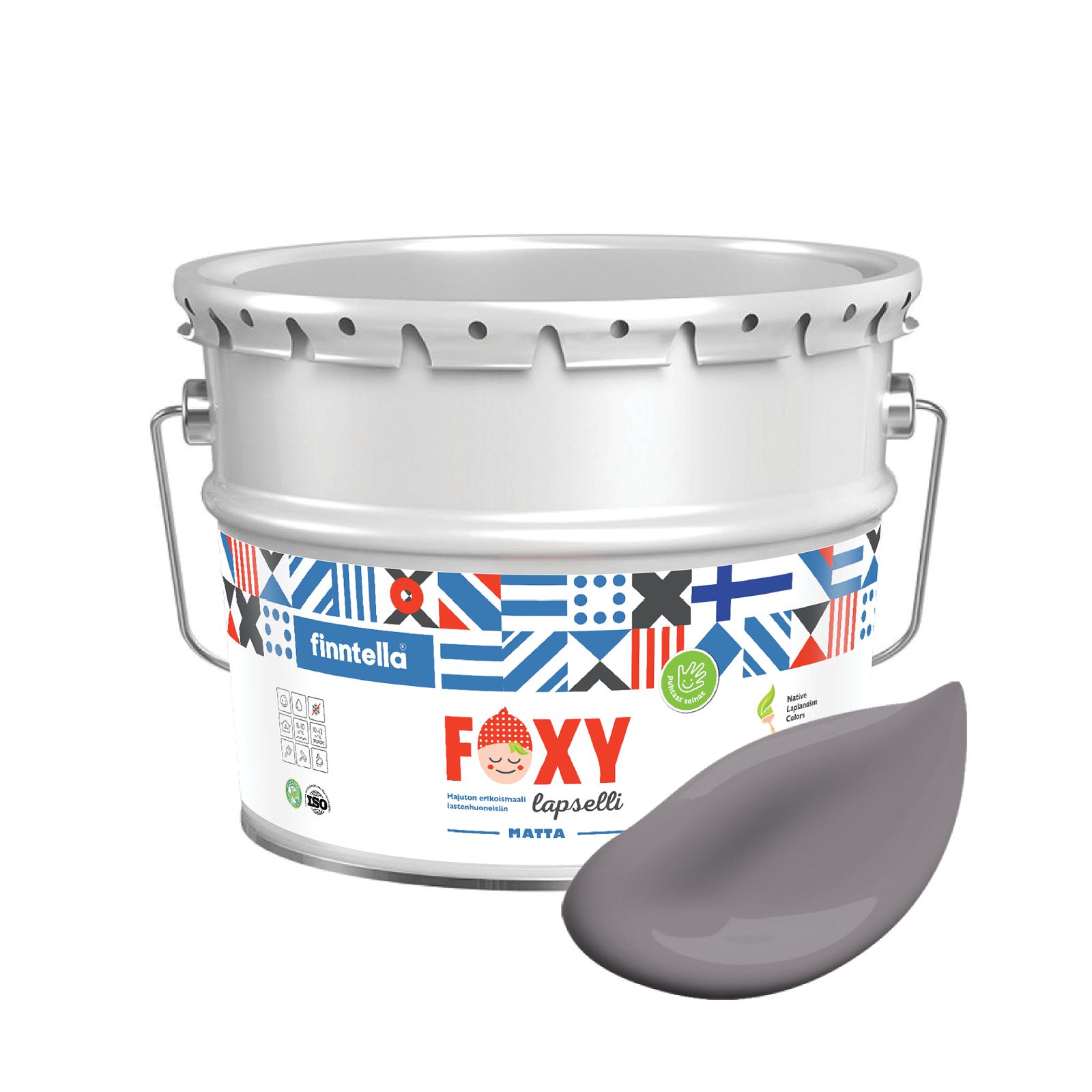 

Краска для детской комнаты FOXY LAPSELLI matte, финская краска, матовая, моющаяся, цвет TI, Серый, для детской комнаты FOXY LAPSELLI matte, финская матовая, моющаяся