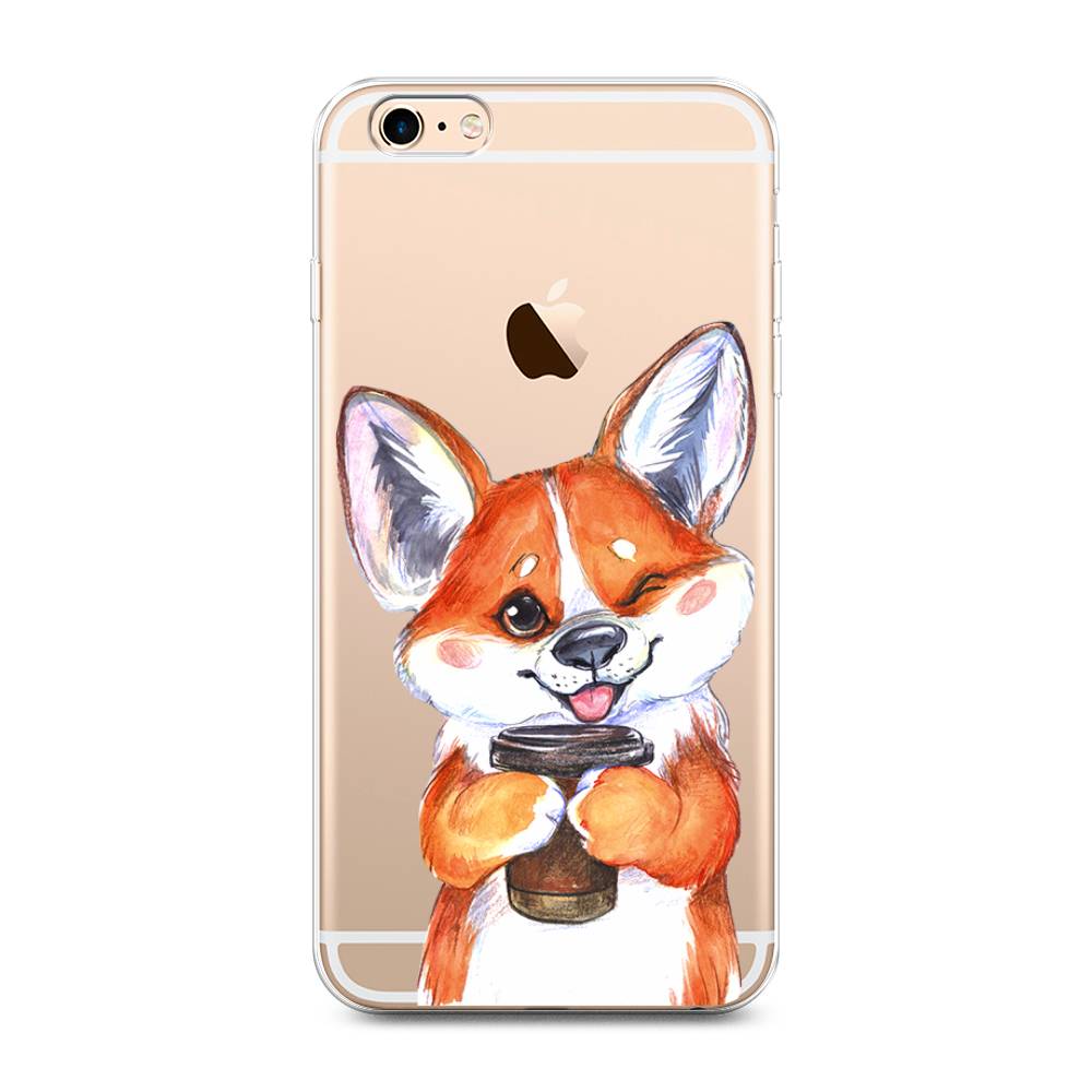 

Чехол на Apple iPhone 6 Plus/6S Plus "Корги с кофе", Оранжевый;белый, 10550-4