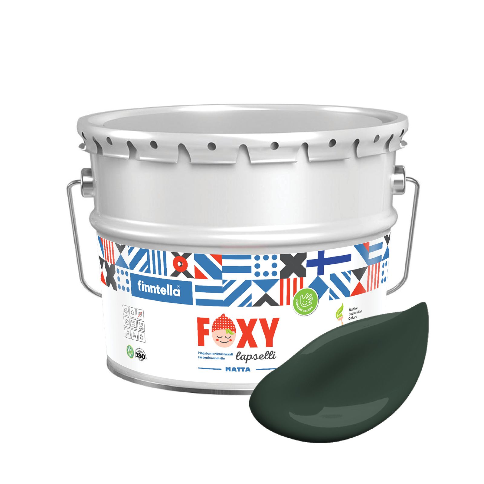 

Краска для детской комнаты FOXY LAPSELLI matte, финская краска, матовая, моющаяся, цвет NE, Зеленый, для детской комнаты FOXY LAPSELLI matte, финская матовая, моющаяся