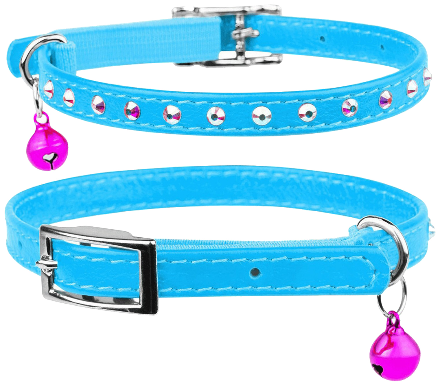 

Ошейник для кошек Collar Waudog Glamour с резинкой и стразами голубой 22-30 см