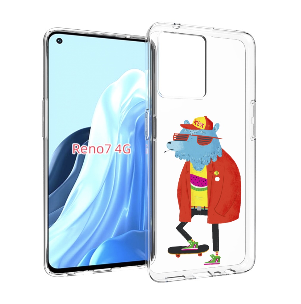

Чехол MyPads медведь на скейте для OPPO RENO 7 4G, Прозрачный, Tocco