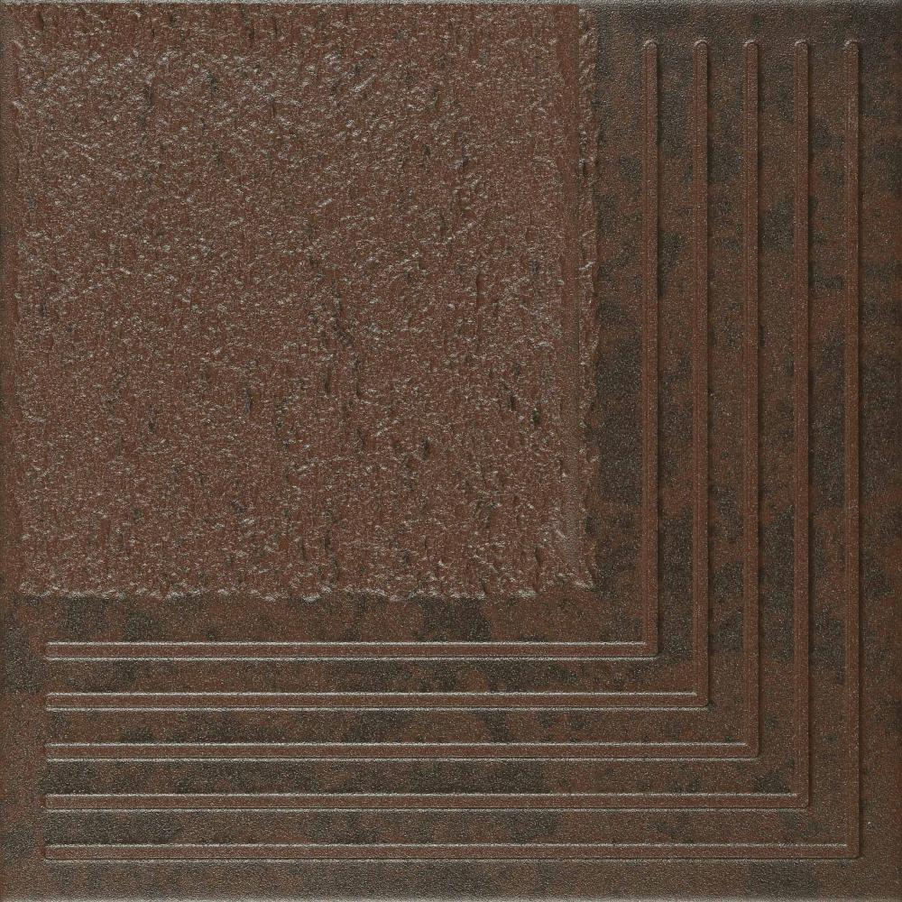 

Клинкерная ступень Керамин Каир 4У угловая коричневая 298x298x8 мм (15 шт.=1,33 кв.м), Коричневый