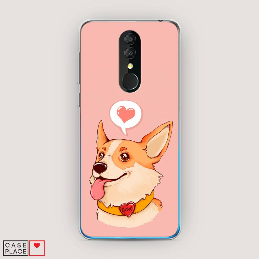 

Чехол на Alcatel 3 5053Y (2019) "Корги язык", Розовый;коричневый, 170550-1