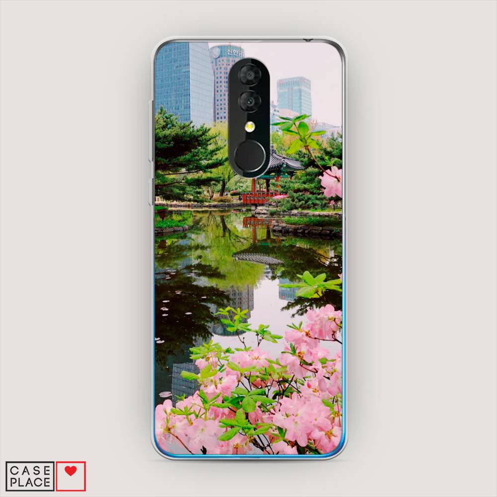 

Чехол на Alcatel 3 5053Y (2019) "Сакура возле озера", Зеленый;розовый;голубой, 170550-2