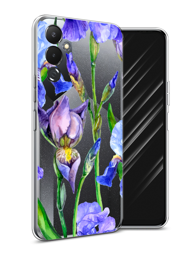

Чехол Awog на Tecno Pova 4 / Текно Пова 4 "Синие ирисы", Фиолетовый;голубой;зеленый