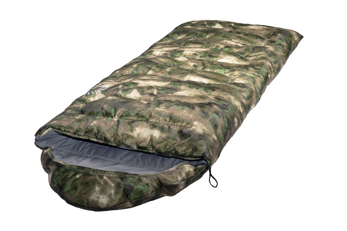 Спальный мешок TRAVELLER camo R-zip от -12 С (с подголовником 230x90см) 394-472