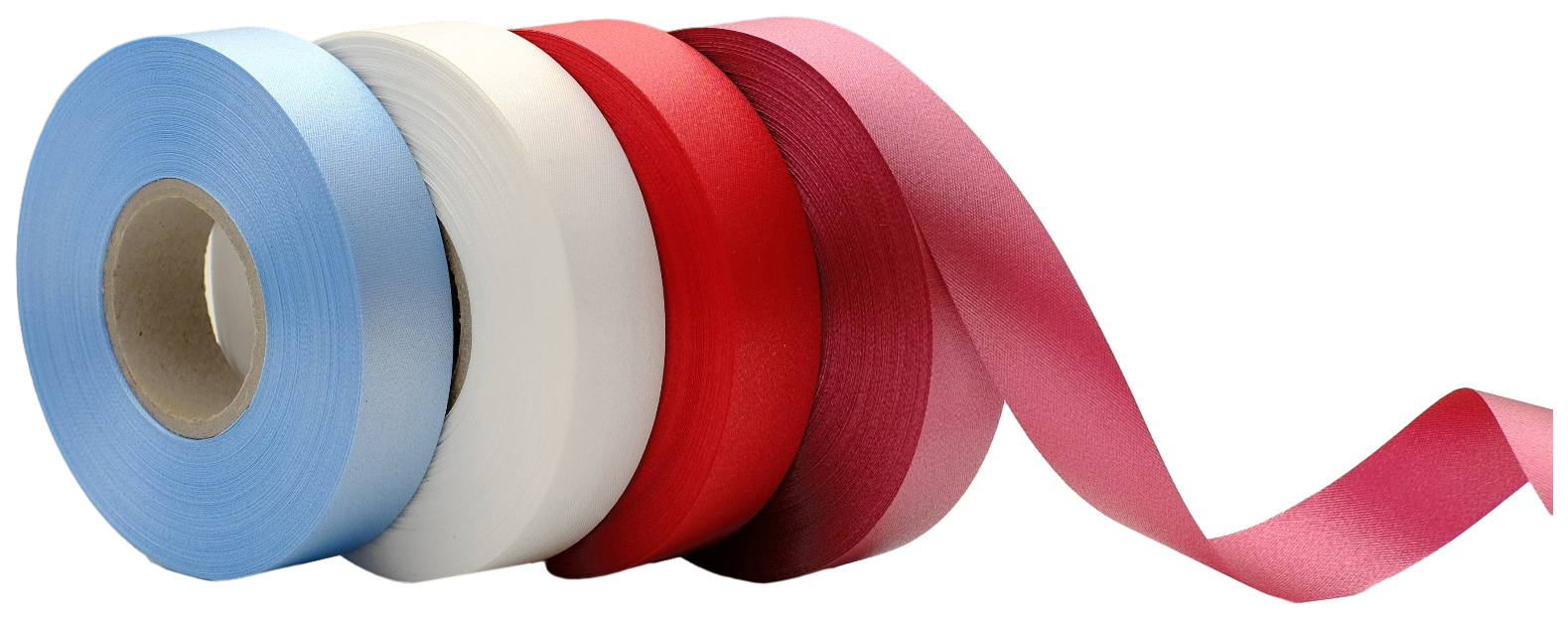 

Лента №1 Италия Cotton, ширина 2 см, длина 50 ярдов, 4 шт., Белый;бордовый;голубой;красный