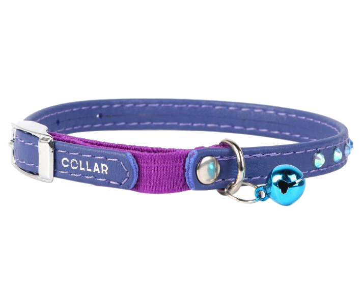 

Ошейник для кошек Collar Waudog Glamour с резинкой и стразами фиолетовый 22-30 см
