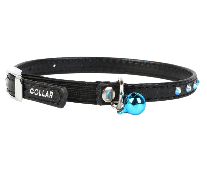 

Ошейник для кошек Collar Waudog Glamour с резинкой и стразами черный 22-30 см