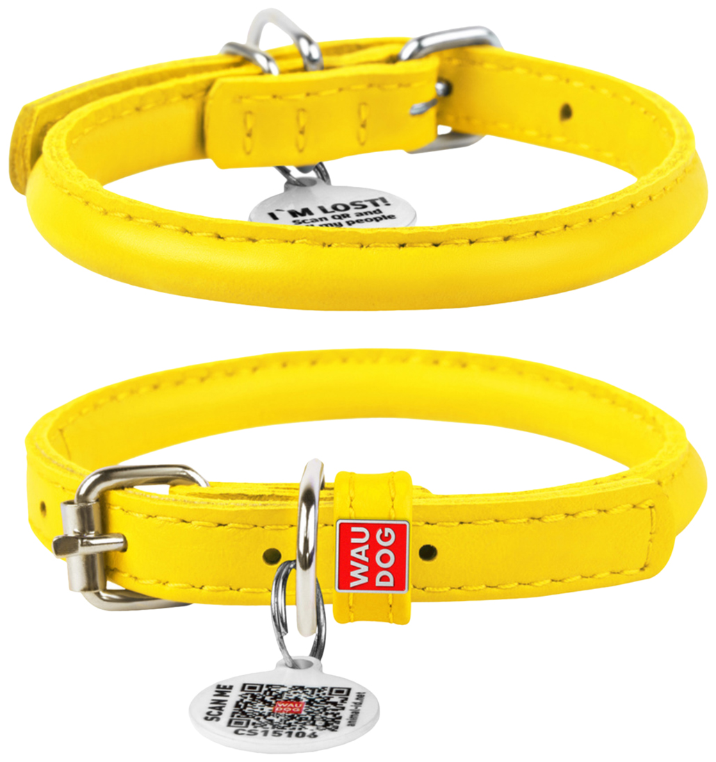 

Ошейник для собак Collar Waudog Glamour кожаный желтый 25-33 см, Waudog Glamour
