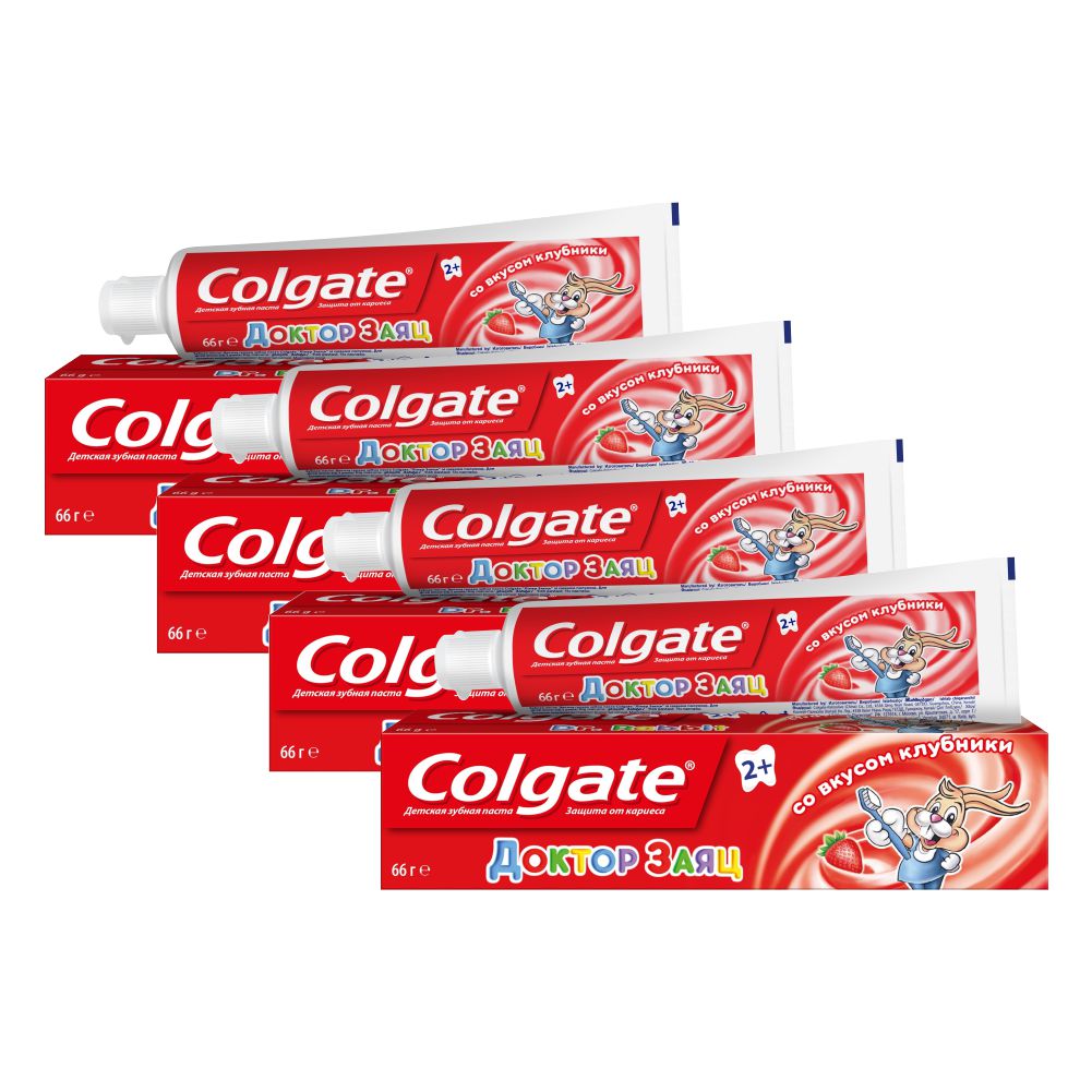 Комплект Colgate зубная паста Детская Доктор Заяц Клубника 50 мл. х 4 шт.