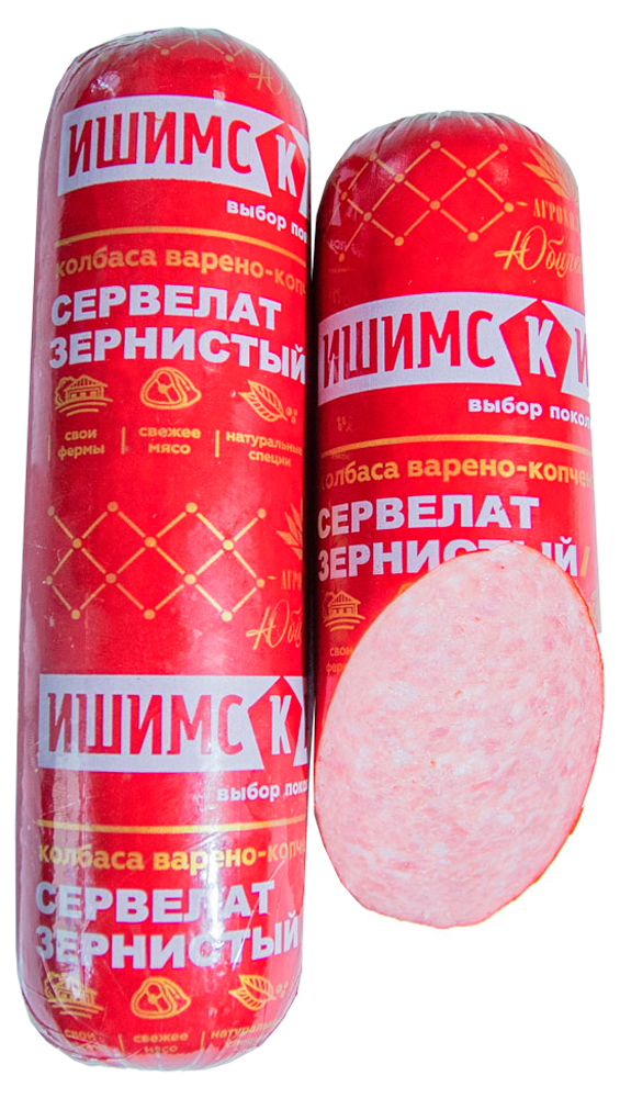 

Колбаса Ишимский Сервелат зернистый варено-копченая +-1 кг