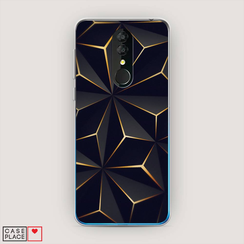 

Чехол на Alcatel 3 5053Y (2019) "Черные полигоны", Золотистый;черный, 170550-3