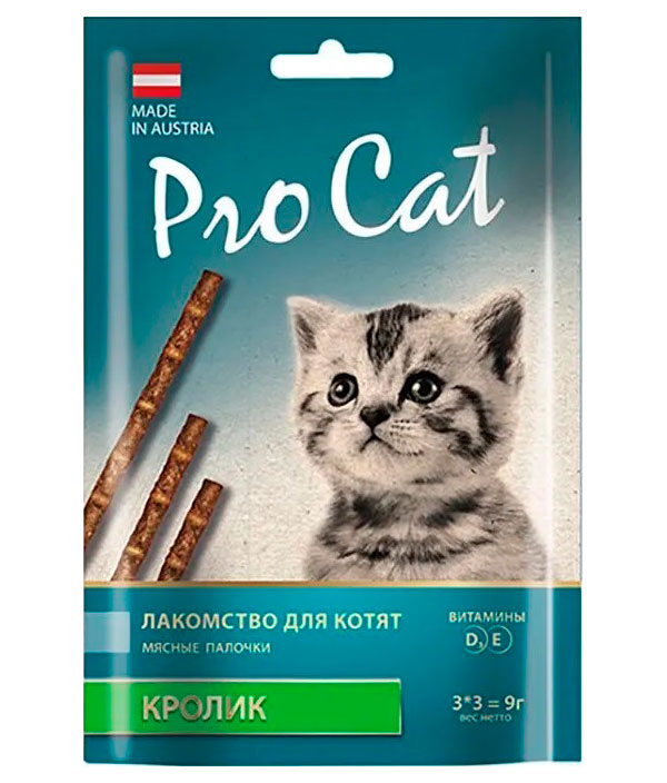 Лакомство для котят Pro Cat, Лакомые палочки с кроликом, 3*3 г