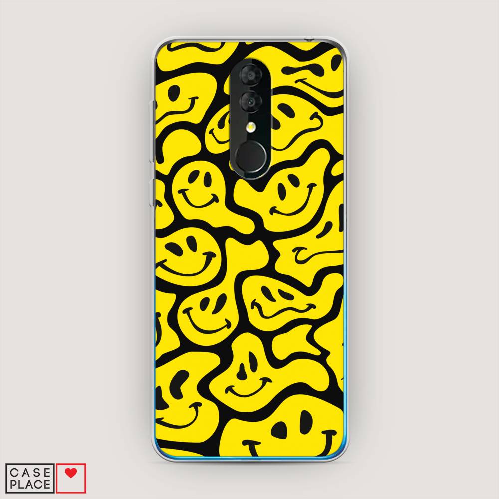 

Чехол на Alcatel 3 5053Y (2019) "Расплывчатые смайлики желтые", Черный;желтый, 170550-6