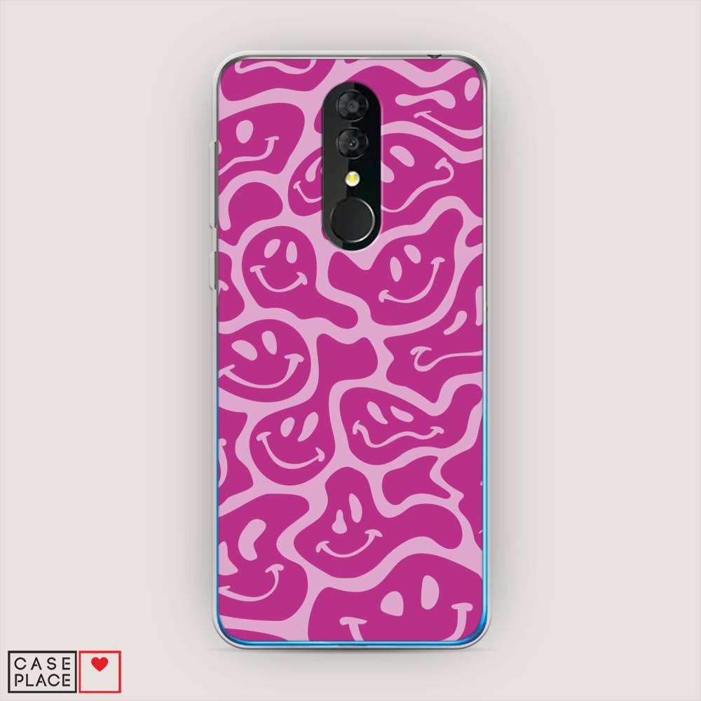 

Чехол на Alcatel 3 5053Y (2019) "Расплывчатые смайлики розовые", Фиолетовый, 170550-6