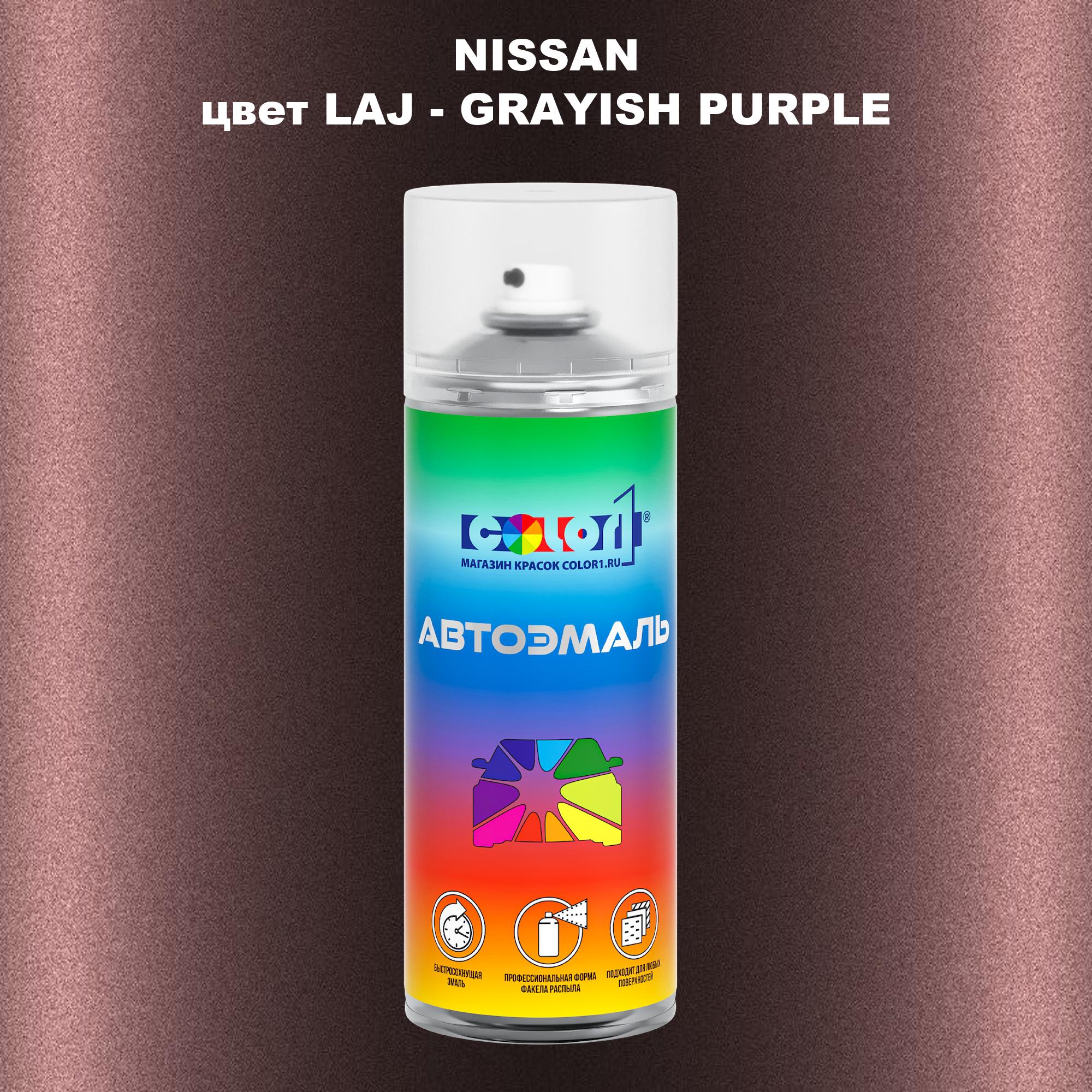 

Аэрозольная краска COLOR1 для NISSAN, цвет LAJ - GRAYISH PURPLE, Прозрачный