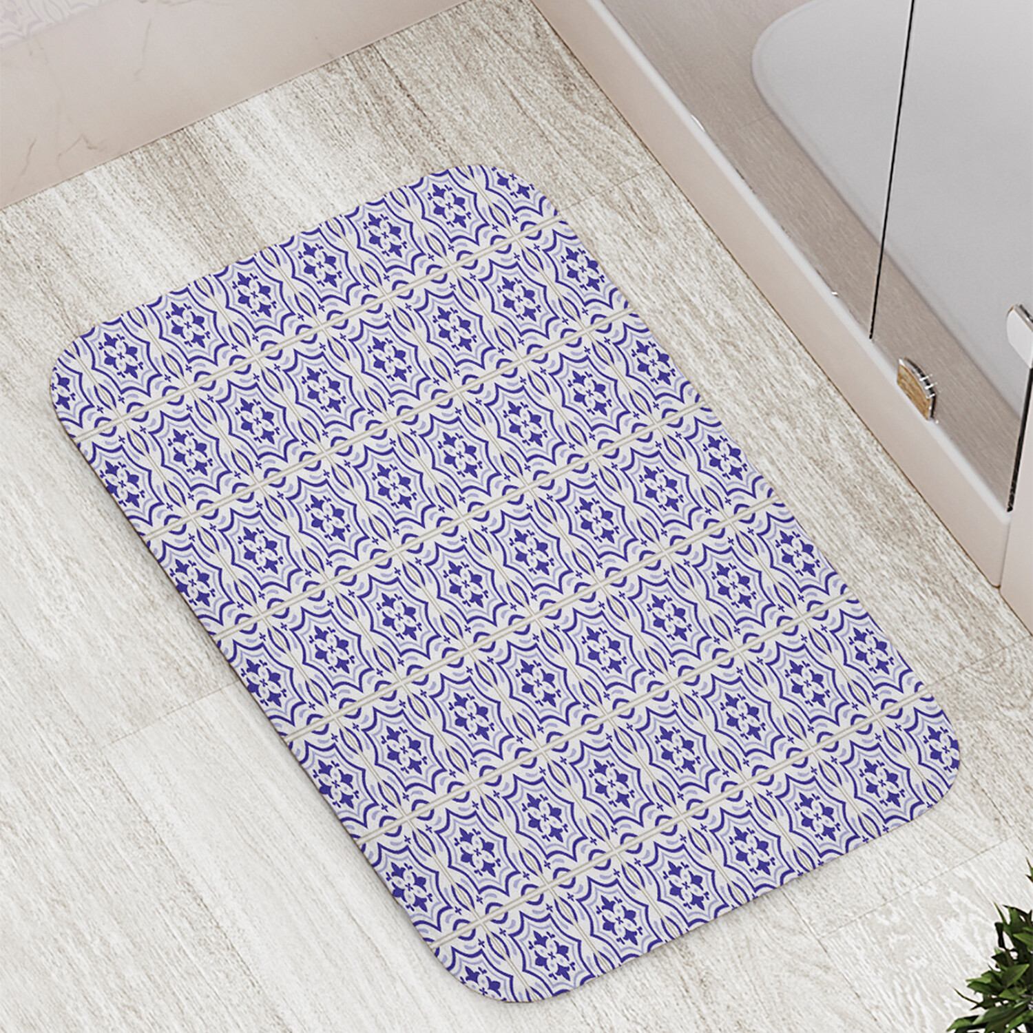 

Коврик противоскользящий JoyArty "Плитка азулежу" для ванной сауны бассейна 77х52 см, Плитка азулежу