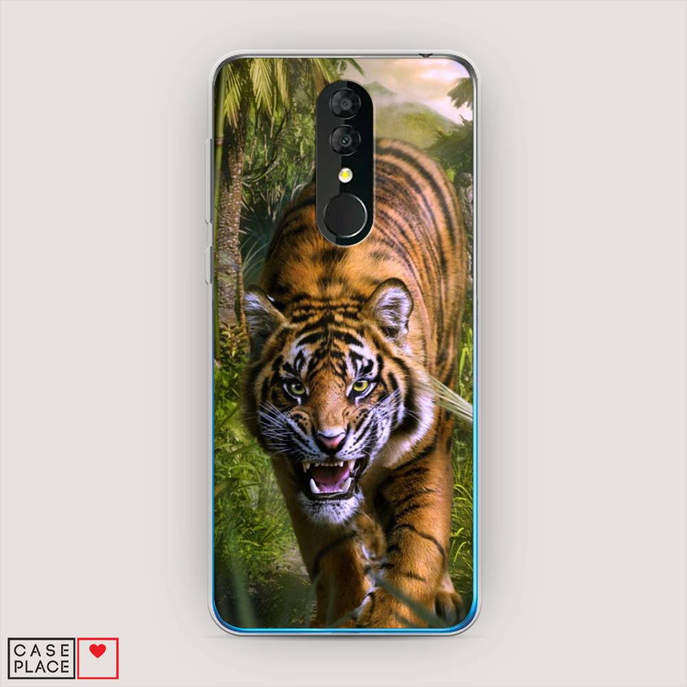 

Чехол на Alcatel 3 5053Y (2019) "Тигр в джунглях 2", Оранжевый;зеленый, 170550-1