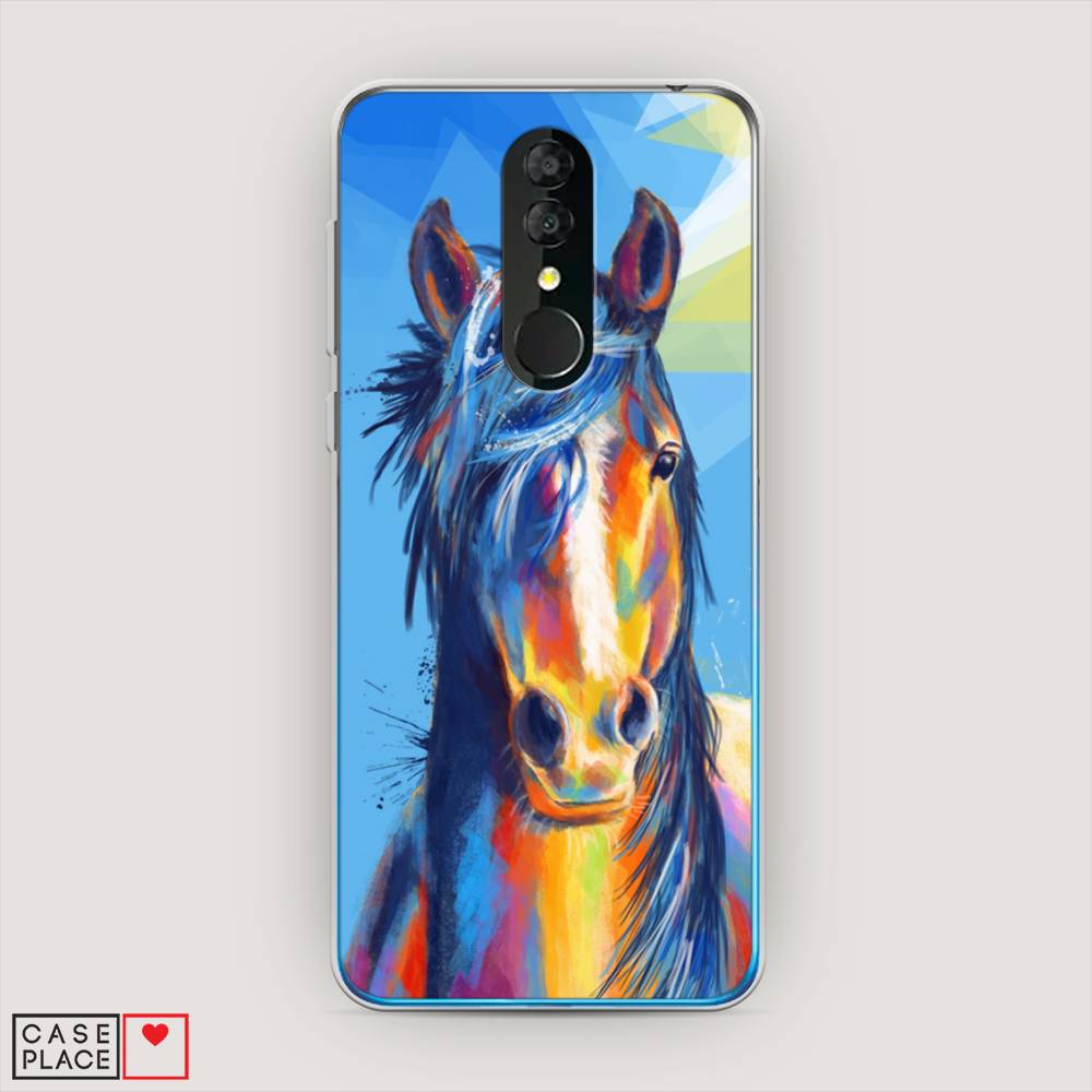

Чехол на Alcatel 3 5053Y (2019) "Лошадь арт 3", Голубой;желтый;синий, 170550-1