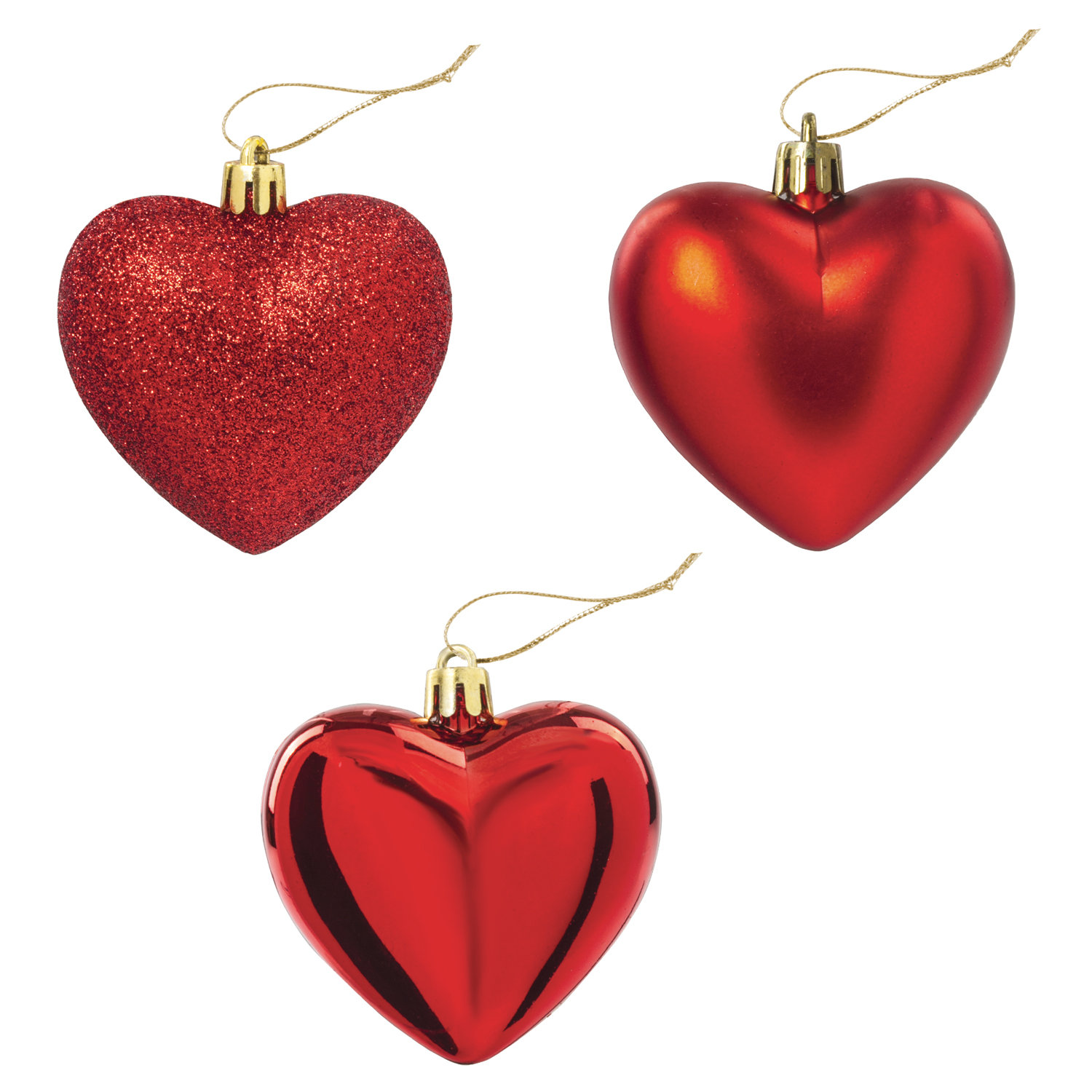 Набор елочных игрушек Золотая сказка сердце 590900 7 см красный 3 шт.