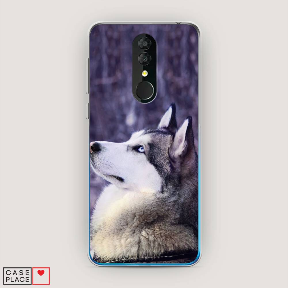 

Чехол на Alcatel 3 5053Y (2019) "Хаски 1", Фиолетовый;белый, 170550-1