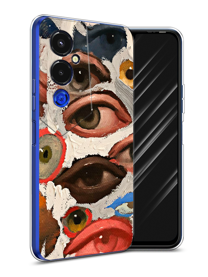 

Чехол Awog на Tecno Pova 4 pro / Техно Пова 4 Про "Глаза масляная живопись", Серый;бежевый;красный