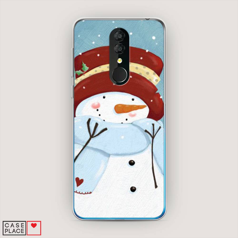

Чехол на Alcatel 3 5053Y (2019) "Застенчивый снеговик", Голубой;белый;красный, 170550-5
