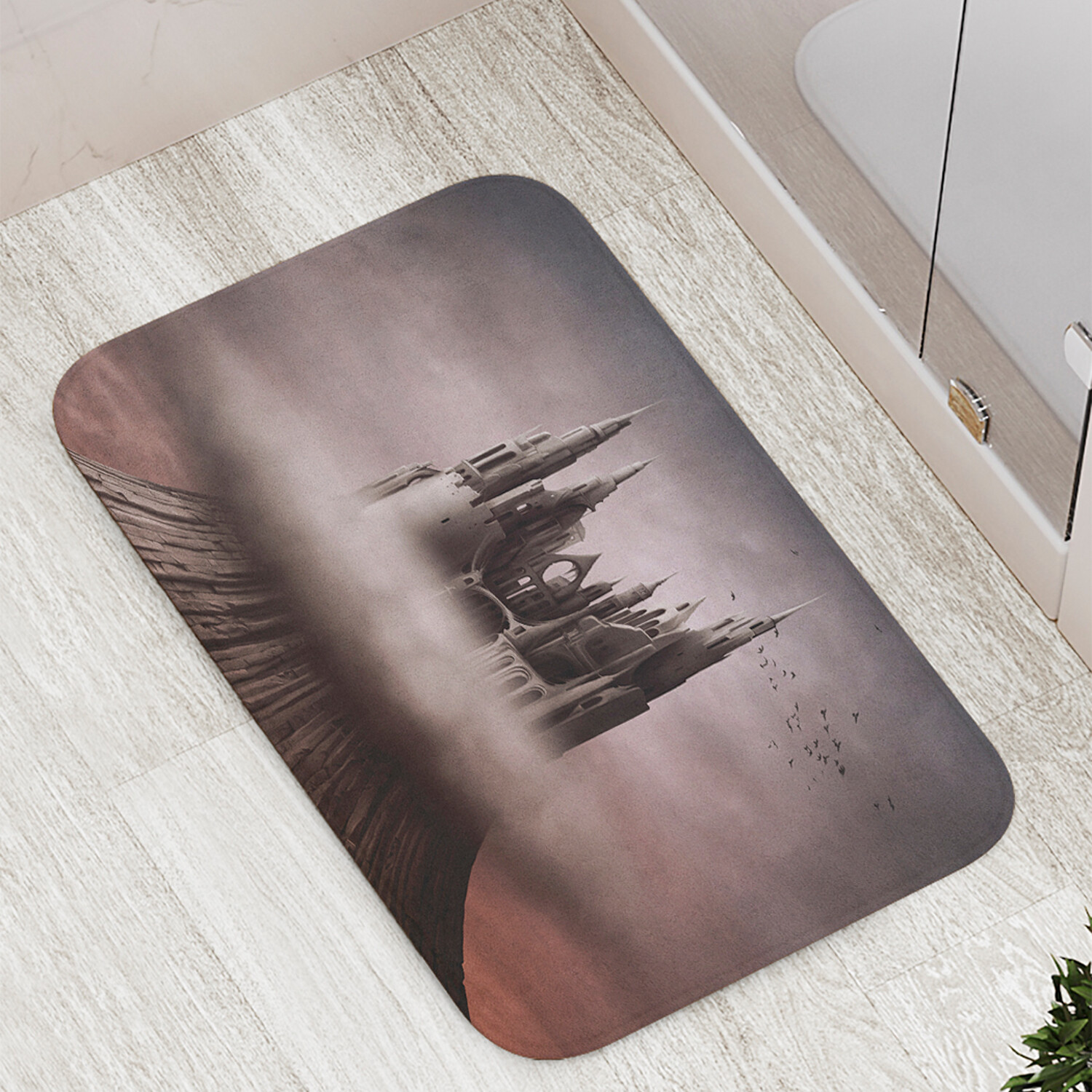 

Коврик противоскользящий JoyArty "Замок в облаках" для ванной сауны бассейна 77х52 см, Замок в облаках