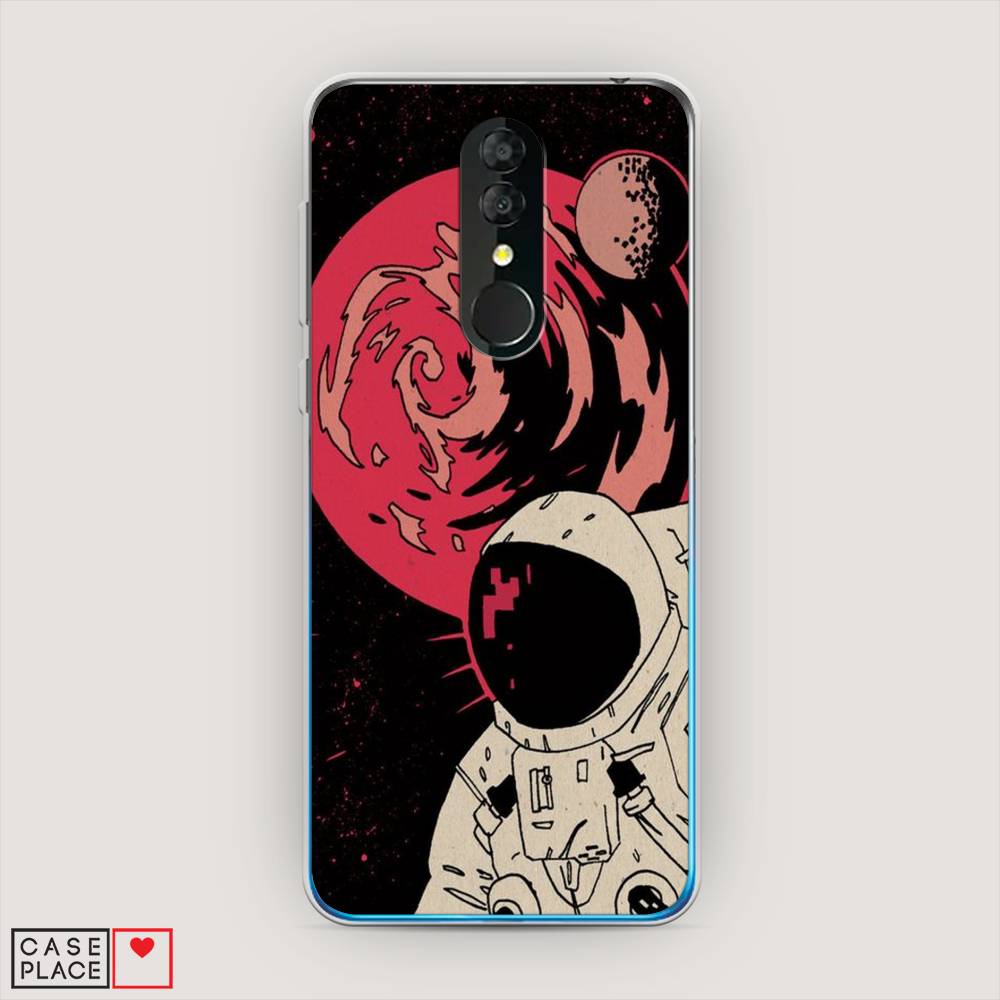 

Чехол на Alcatel 3 5053Y (2019) "Космонавт возле Марса", Черный;красный, 170550-2