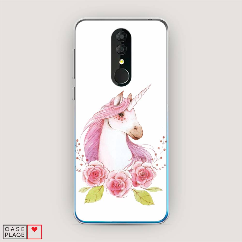 

Чехол на Alcatel 3 5053Y (2019) "Единорог цветы", Белый;розовый;серый, 170550-1