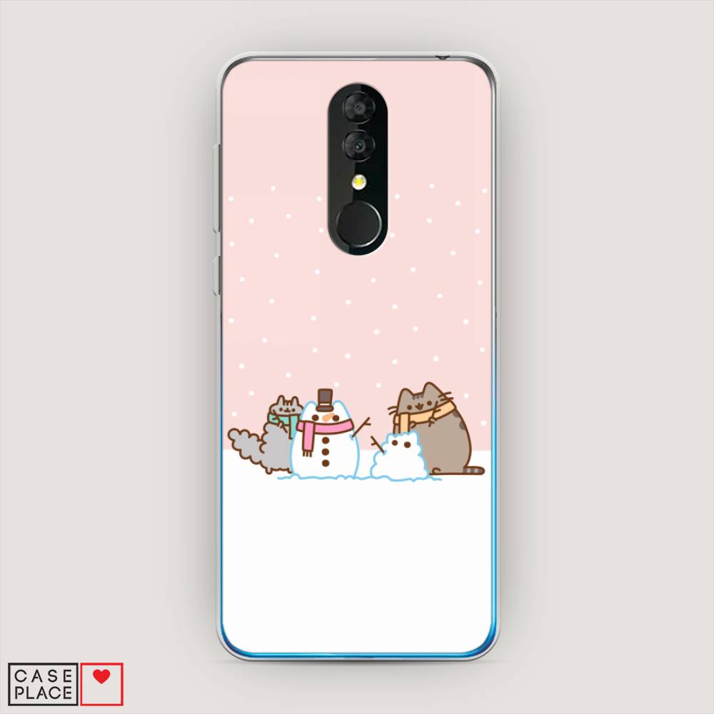

Чехол на Alcatel 3 5053Y (2019) "Котики в снегу", Розовый;белый;серый, 170550-5