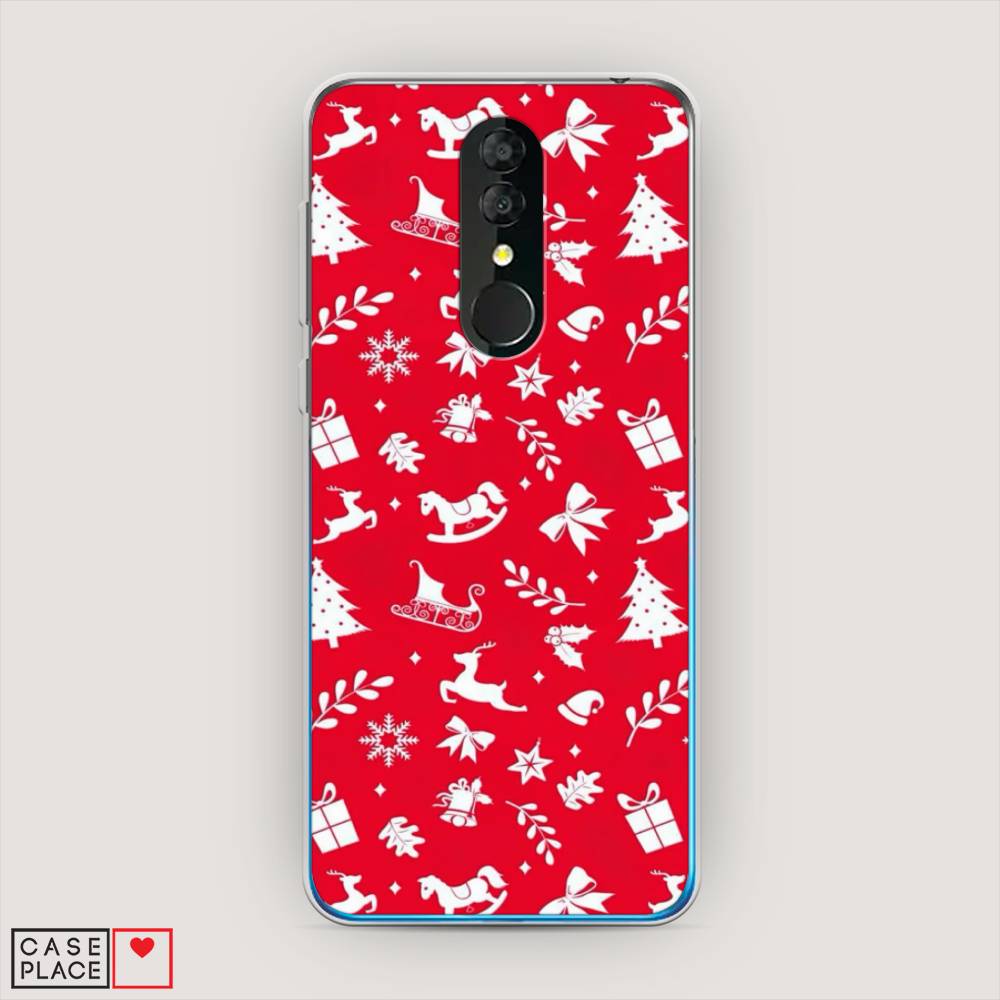 

Чехол на Alcatel 3 5053Y (2019) "Красный новогодний фон", Красный;белый, 170550-5