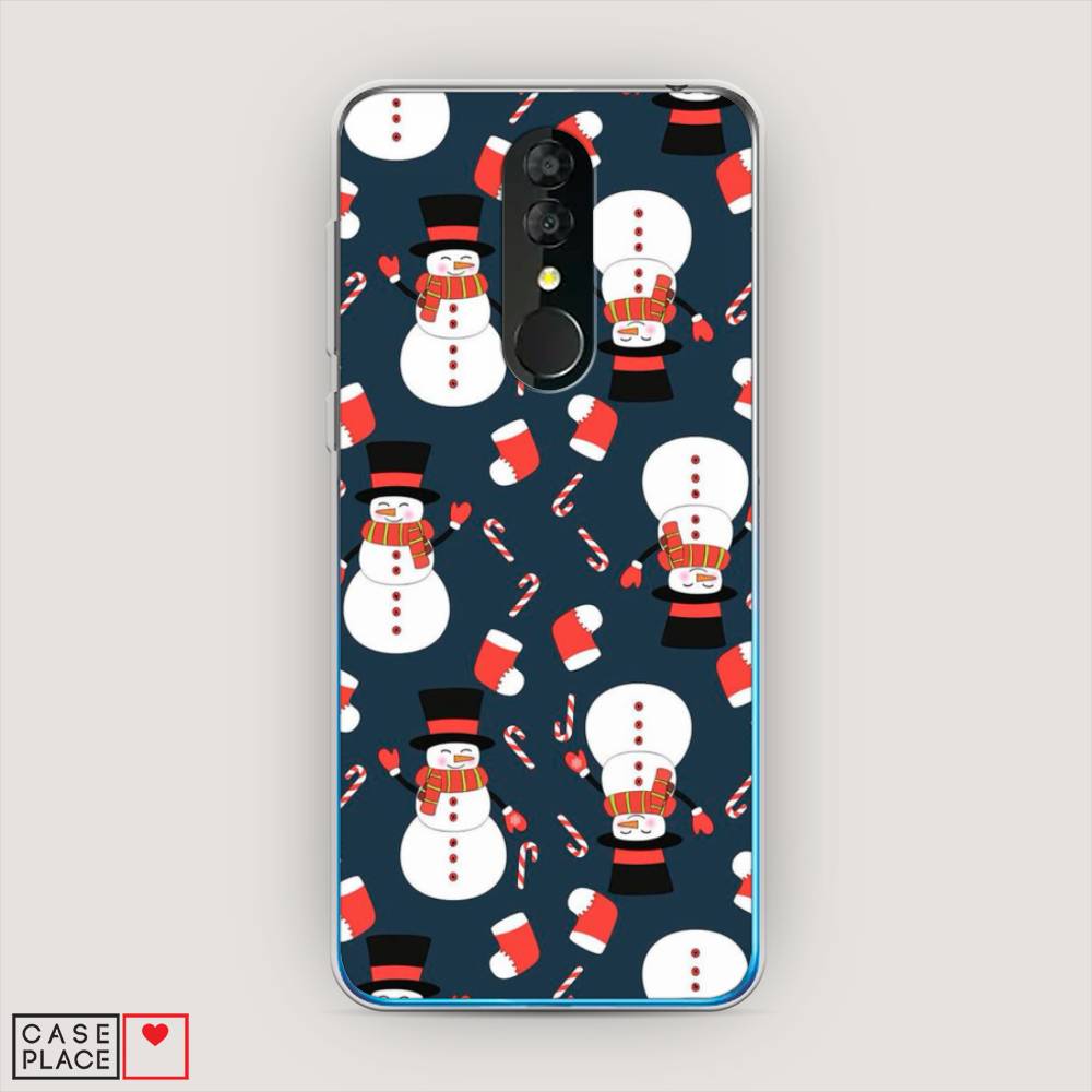 

Чехол на Alcatel 3 5053Y (2019) "Синие снеговики", Синий;белый;красный, 170550-5