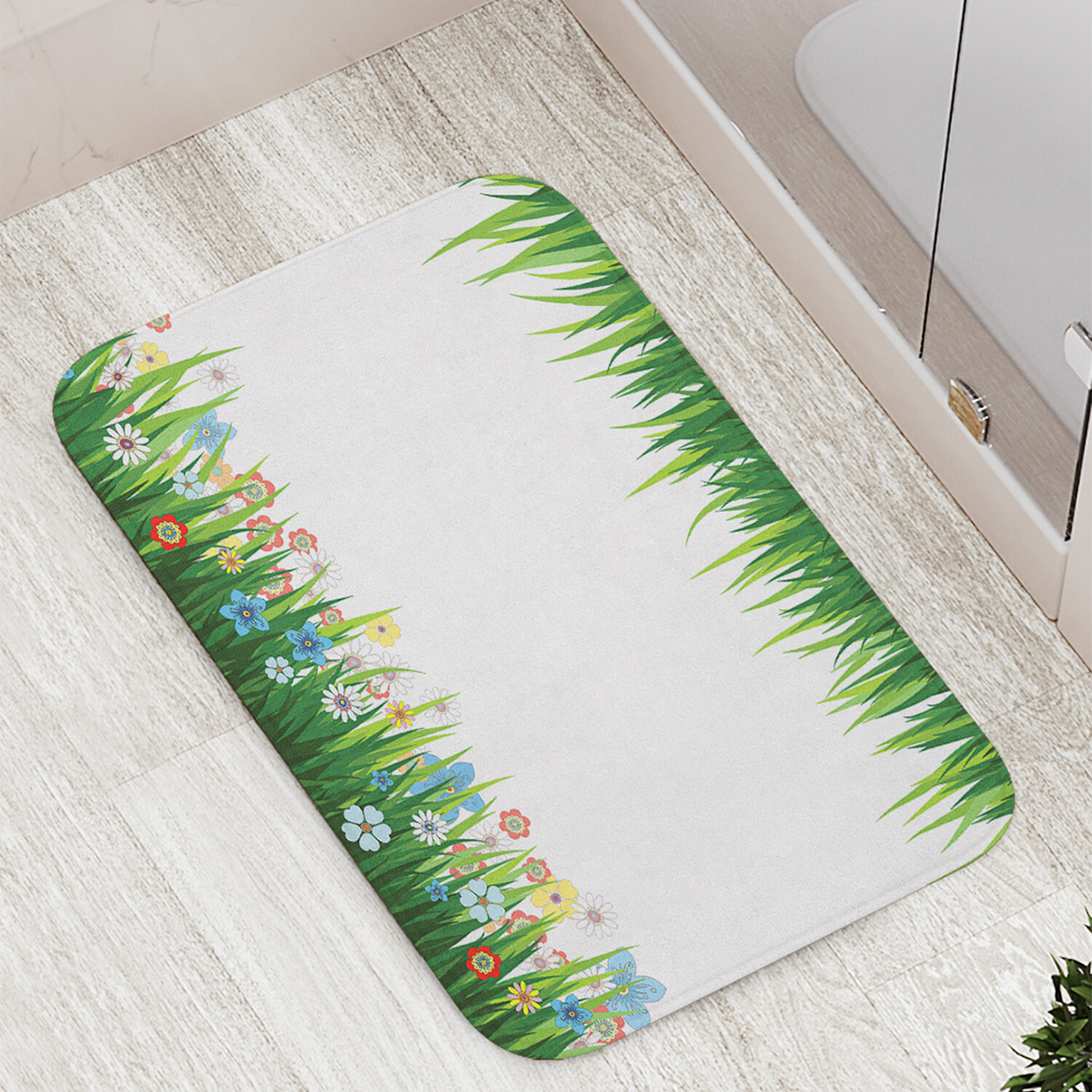 

Коврик противоскользящий JoyArty "Цветы в траве" для ванной сауны бассейна 77х52 см, Цветы в траве