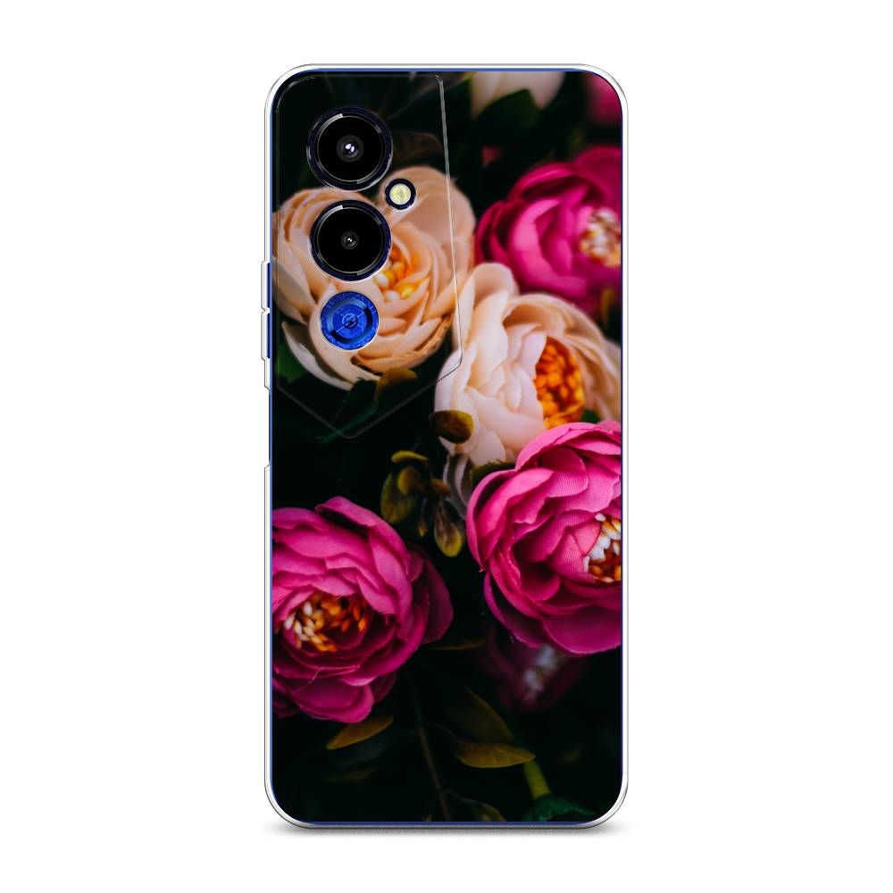 

Чехол Awog на Tecno Pova 4 pro / Техно Пова 4 Про "Розовые пионы на черном", Розовый;черный