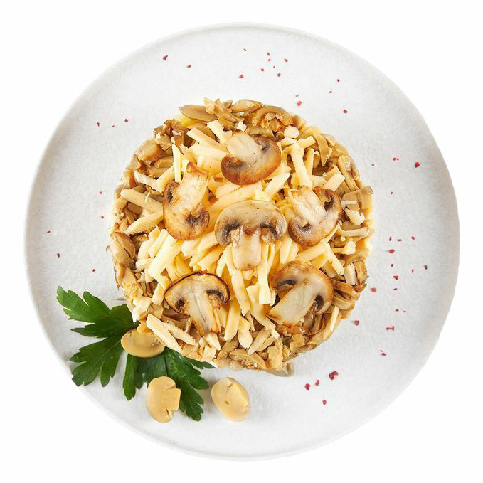 

Салат Шеф Перекрёсток Петроградский с курицей и грибами