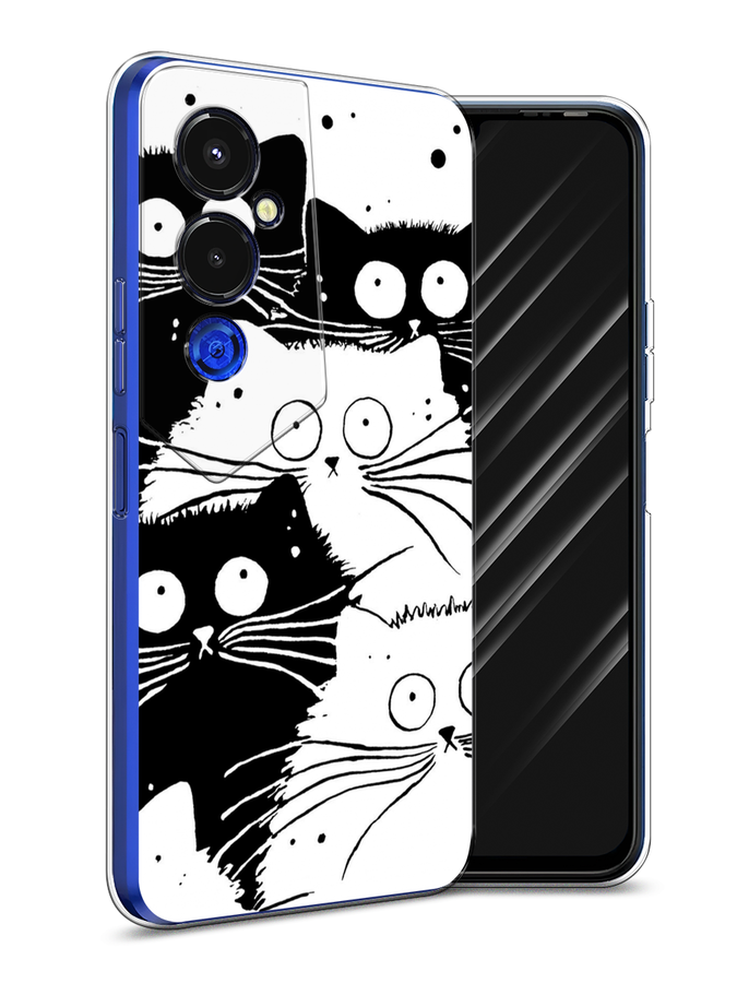 

Чехол Awog на Tecno Pova 4 pro / Техно Пова 4 Про "Коты черно-белые", Черный;белый