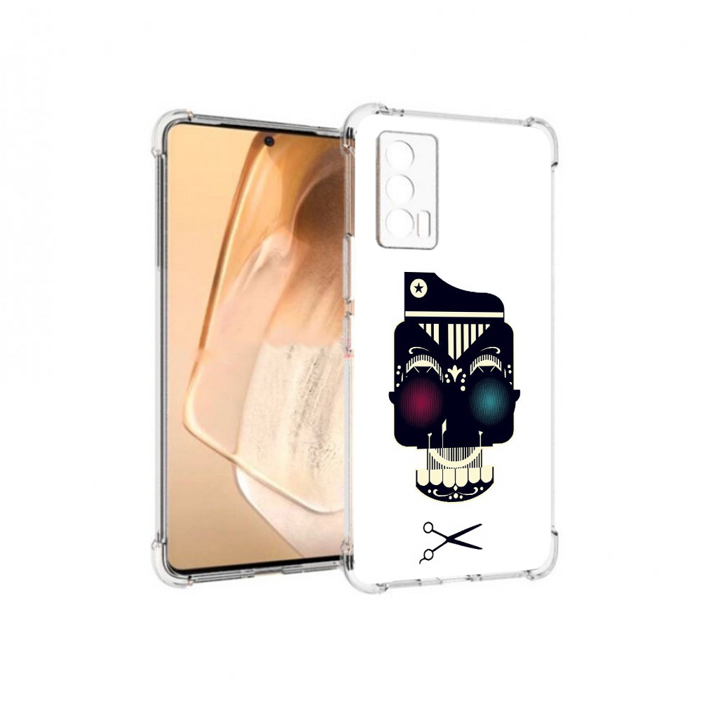 

Чехол MyPads Tocco для Vivo iQOO Neo 5 черно белый скелет с яркими глазами, Прозрачный, Tocco