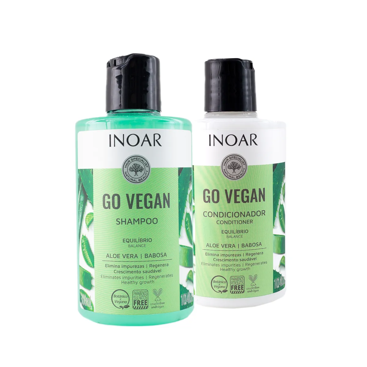 фото Шампунь и кондиционер inoar go vegan алоэ: balance 2х300 мл