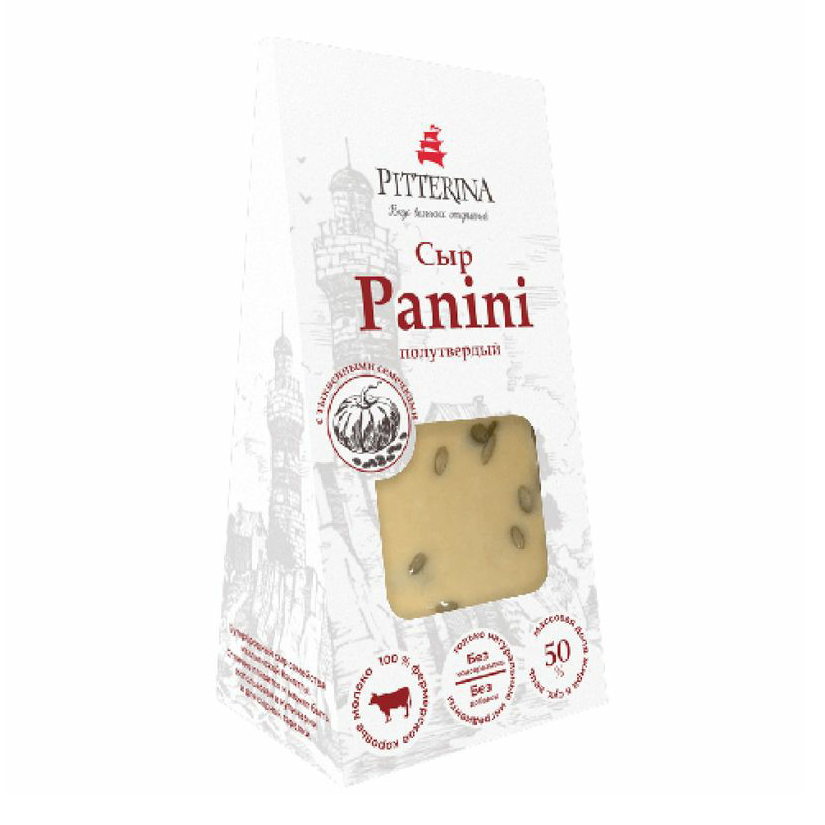 

Сыр полутвердый Pitterina Panini с тыквенными семечками 50% 200 г