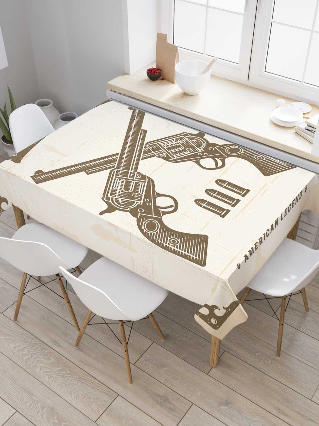 

Скатерть прямоугольная JoyArty "Дуэль вестерн" из сатена, 180x145 см, Белый, Дуэль вестерн