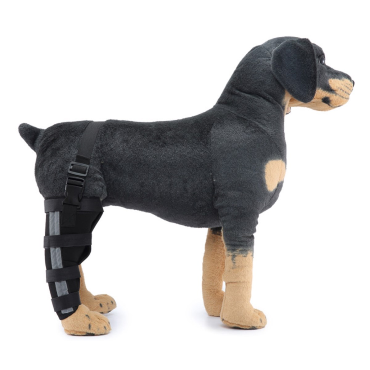 Бандаж для собак Bentfores, на правую заднюю лапу, светоотражающий, черный, размер S