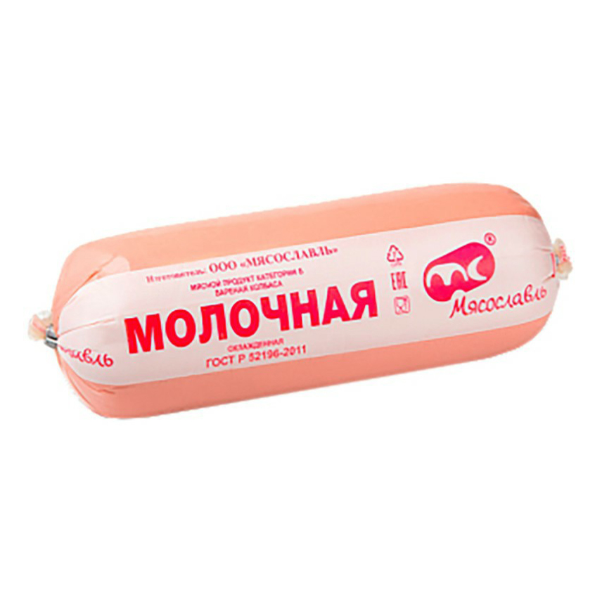 

Колбаса вареная Мясославль Молочная +-500 г